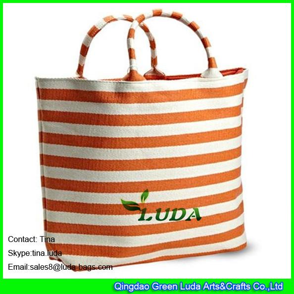 LUDA striped beach handbags cheap paper straw fabric straw bags