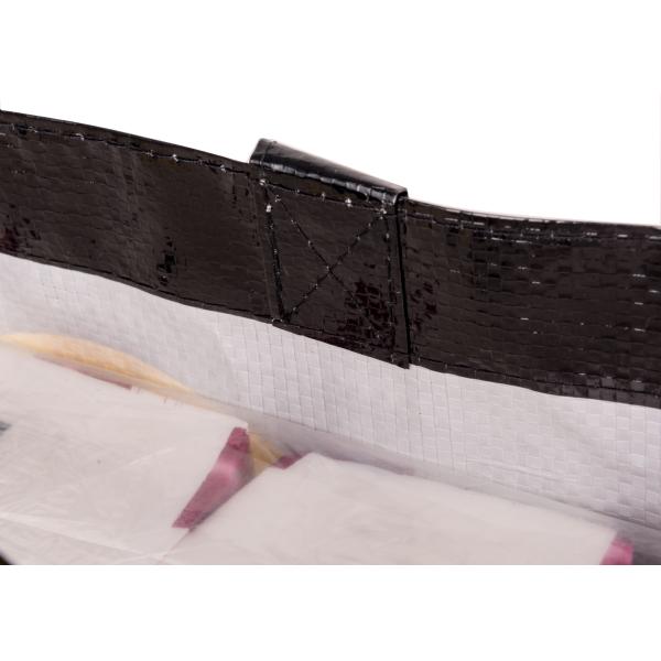 Black Foldable Non Woven Shopping Bags Eco Friendly With Bopp Plastic Woven Fabric