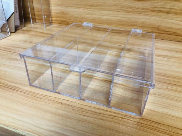 Stackable Acrylic Box Plastic Tea Bag Kitchen Storage Bins Holder Perspex 10.4x10.4x3.4in