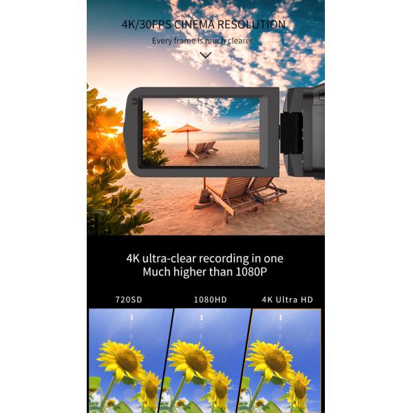 4k 30fps Waterproof Handheld Camcorder 48M EIS Handy HD Mini DV Camera