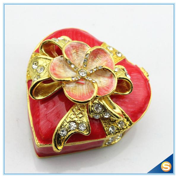 Shinny Gifts Enamel Heart Shaped Metal Trinket Box For Wedding Gifts SCJ388-2