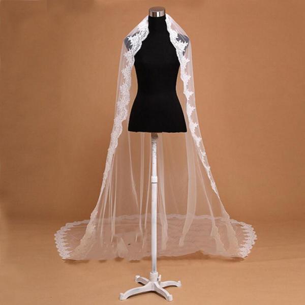3m Ivory Bridal Veil Jacquard Lace Edge with Cord