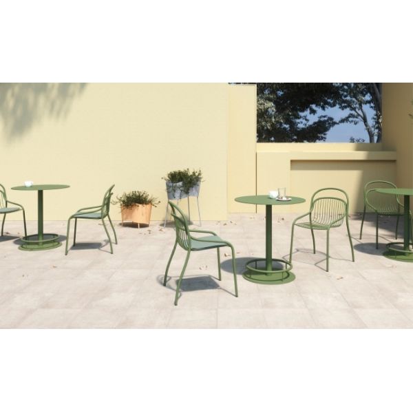 Stackable Outdoor Chair And Table Commercial Bistro Restaurant Metal Mesh Patio Chair