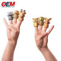 Jouets à doigts d'animaux en plastique sur mesure Jouets à doigts de dinosaures OEM Jouets à doigts de personnages en bois en silicone
