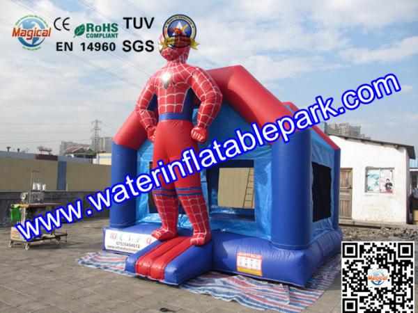 Outdoor Spiderman Inflatable Bouncy Castle Jumper , PVC Jumping Castle For Kids