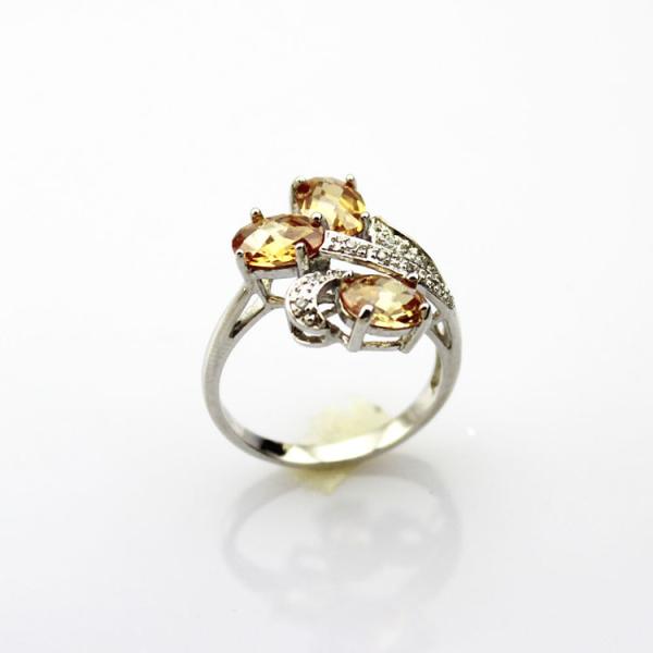 Fashion Jewelry 925 Silver Ring with Cubic Zircon Three Stones Ring(R0098)