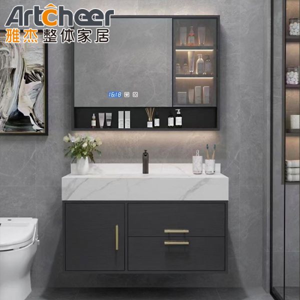 Chinese Design Bathroom Vanity with Smart Mirror and Wall-mounted Installation