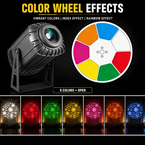 300W LED Zoom Outdoor Snow Projector Gobo Lighting Waterproof Christmas Decor