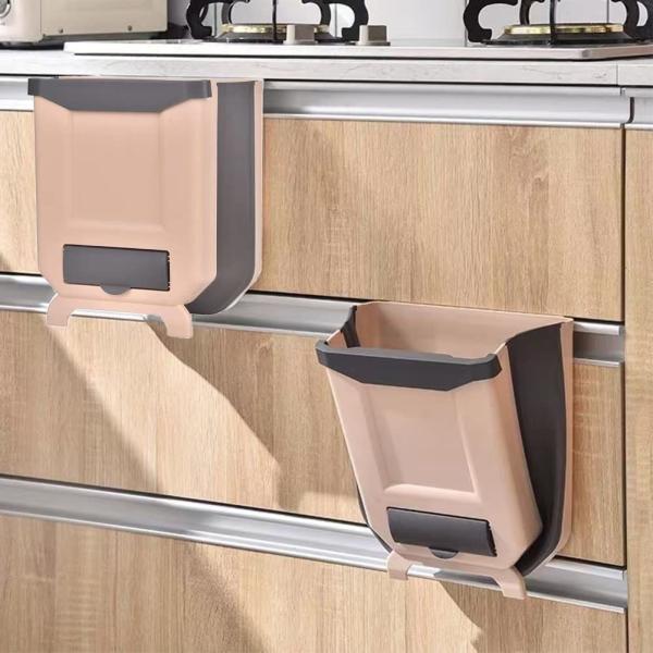 Collapsible Hang Small Plastic Garbage Can 2.4 Gallon Foldable Waste Bin for Kitchen Trash Can