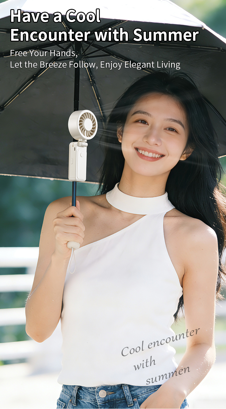 Wholesale Factory Direct Portable Fan Flexible Adjustable Angle Rechargeable Clip-on for Umbrella & Wearable Neck Design