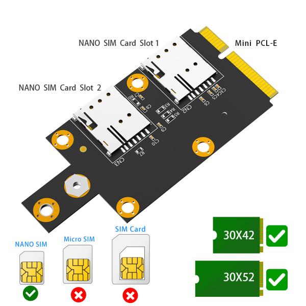 Мини PCI-E к NGFF M.2 B-ключевой адаптер с двойным слотом для SIM-карты NANO 3G / 4G / 5G WWAN модуль на складе
