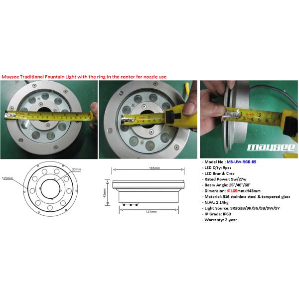 9x3w IP68 Водонепроницаемый Фонтан Свет Подводный светодиодный фонтан кольцо Свет