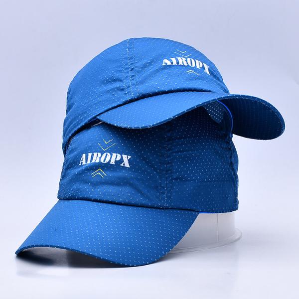 Chapéus de nylon do golfe do poliéster do algodão de nylon ajustável azul da curvatura do metal do Webbing do Snapback para atividades exteriores