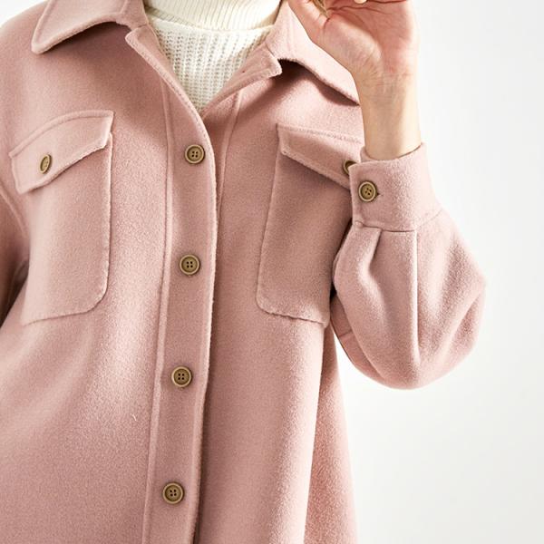 Vintage Lapel Collar Check Button Loose Woolen Long Coat Breathable Warm