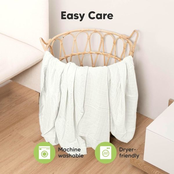 4-Pack Soft White Muslin Swaddle Blankets for Newborns,Breathable Receiving Blankets