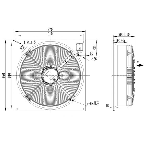 800mm воздушные потоки 700-1000RPM 380V вентилятора 3 участков промышленные для нагревая блоков теплового насоса воды