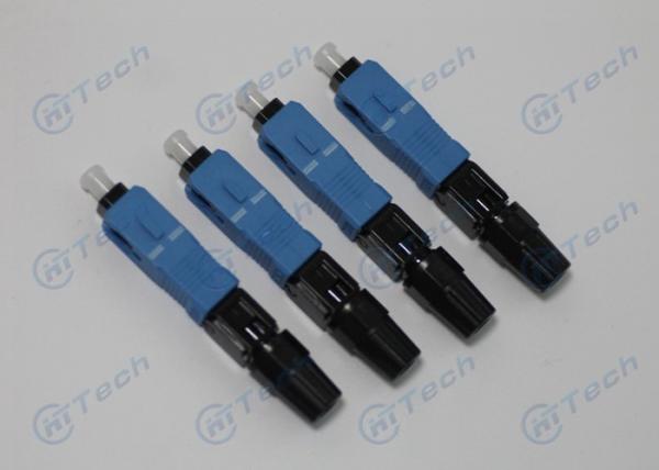 FTTH Single Mode Fiber Sc Connector , Fiber Optic Quick Connector Blue Color