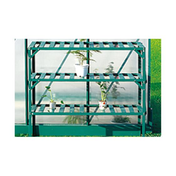 3 Tier Aluminium Slatted Staging L L126xW50xH113cm Nature Silver / Green Coating