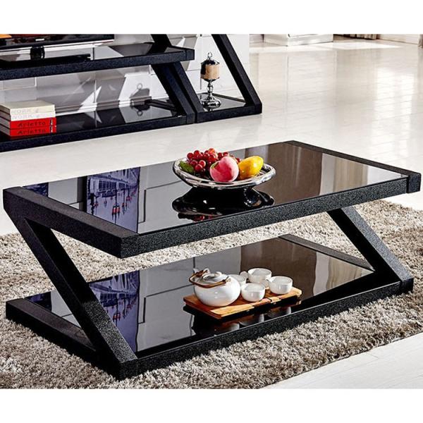 Black Glass Coffee Table Excellent Load - Bearing Capacity For Hotel