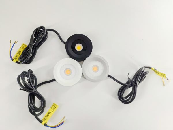 Lâmpadas de gabinete de LED de prata / branco / preto Mini 200-240V Alumínio LED Mini Down Lamp 3W IP65 impermeável para móveis