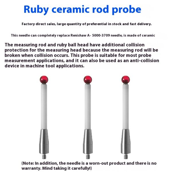 M4 Screw Ceramic Rod Stylus 6mm Ruby Head 3D Probe Edge Finder 50mm Replacement Makinopc Milling Machine Tools Accessories