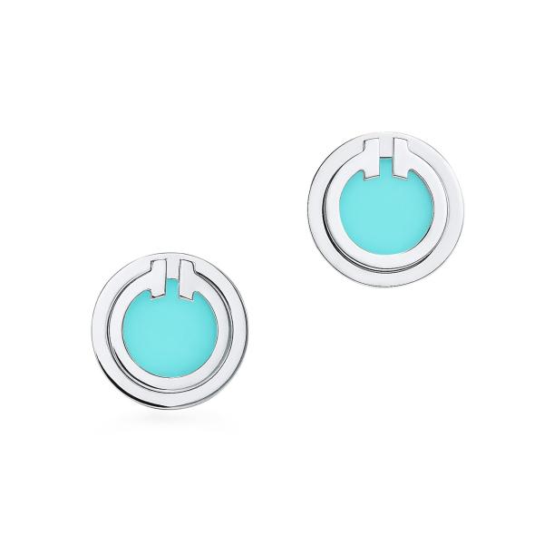 ODM Turquoise Circle Earrings , Dia 9.65mm 18k Turquoise Earrings 2.37g Weight