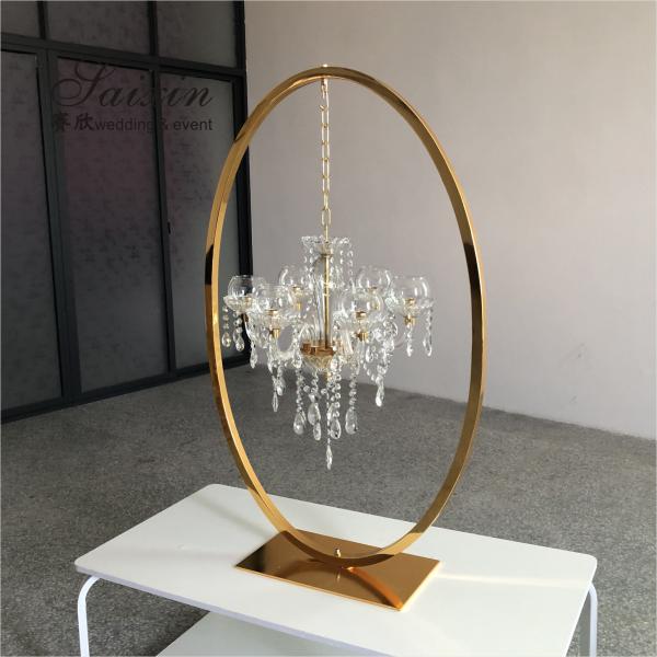 ZT-407V decoración de eventos al por mayor soporte oval cristal lámpara de cristal piezas centrales