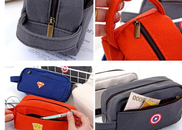 custom creative canvas pen bag with large capacity multi-layer zipper stationery bag for pens