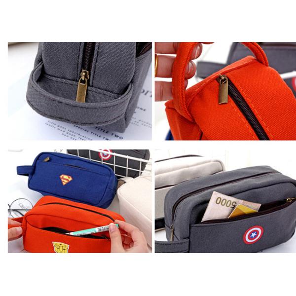 custom creative canvas pen bag with large capacity multi-layer zipper stationery bag for pens