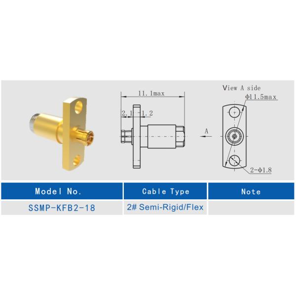 SSMP Female Gold Plated 2-hole Flange RF Connector for CXN3506/MF108A Cable