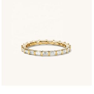 Белое кольцо CZ 925 Стерлинговое серебряное багеттее