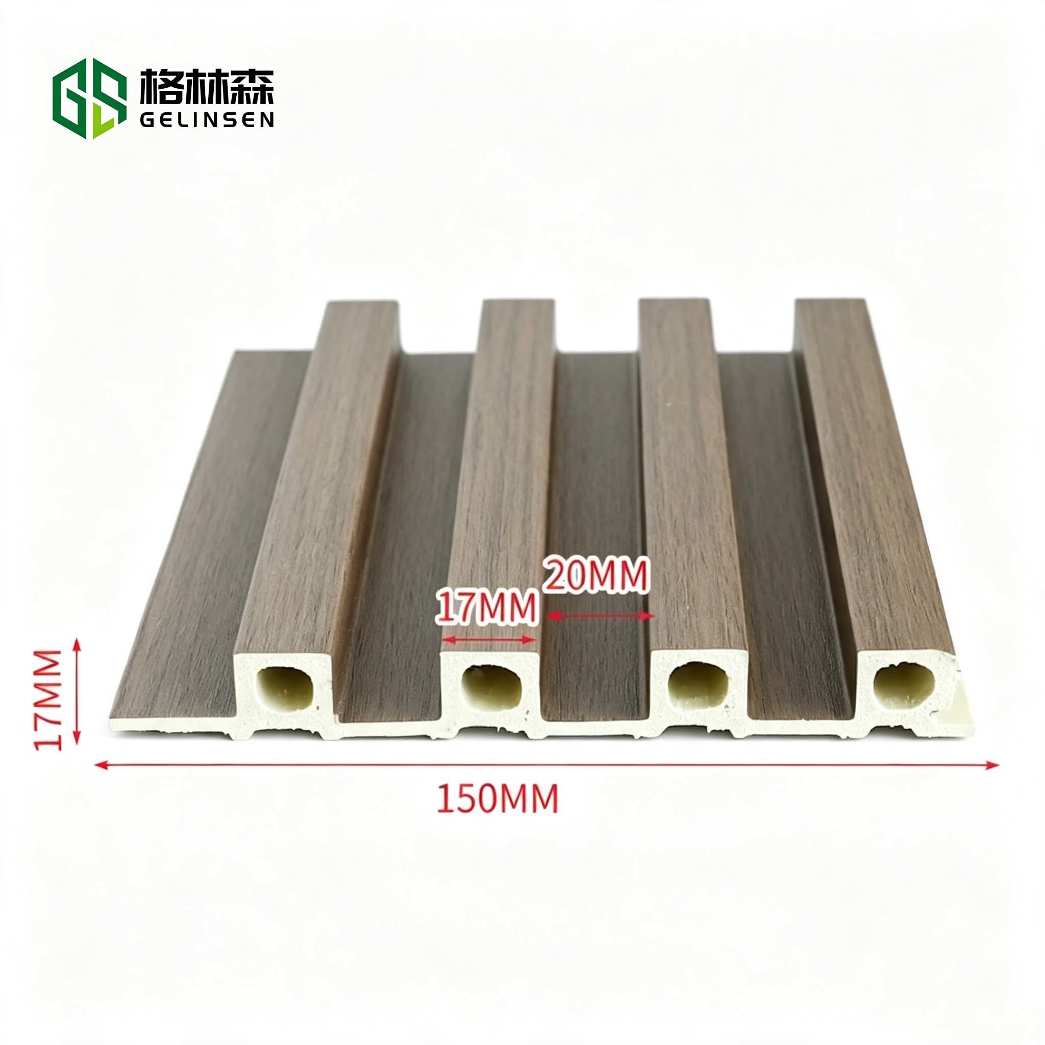 Hollow PVC Fluted Wall Panel 150*17mm 3D Slat Cladding Easy Installation for Home Theater