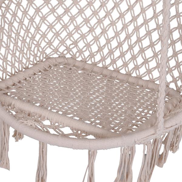 AJUNION Macrame Hammock Hanging Swing Chair Metal Frame Cotton Rope Mail Packing Y