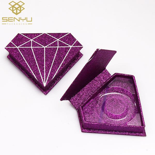 Cardboard Makeup Cosmetic Packaging Boxes Purple Glitter for False Eyelashes