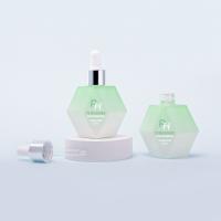 Bottles de Serum Dropper de vidro verde congelado de forma exclusiva personalizada 30 ml Botella de óleo essencial