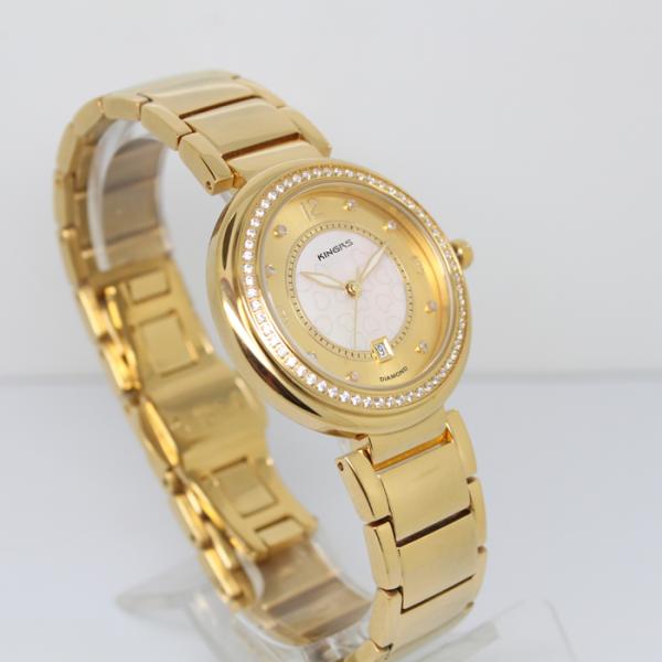 Rose Gold Luxury Ladies Fashion Watches With Diamonds 34.0mm,Women Jewelry Wrist Watch with stainless steel case & back
