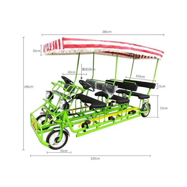 Steel Frame 26'' Tandem 4-Wheel Adult Road Sightseeing Bicycle for Beach Tourist Bike Riding