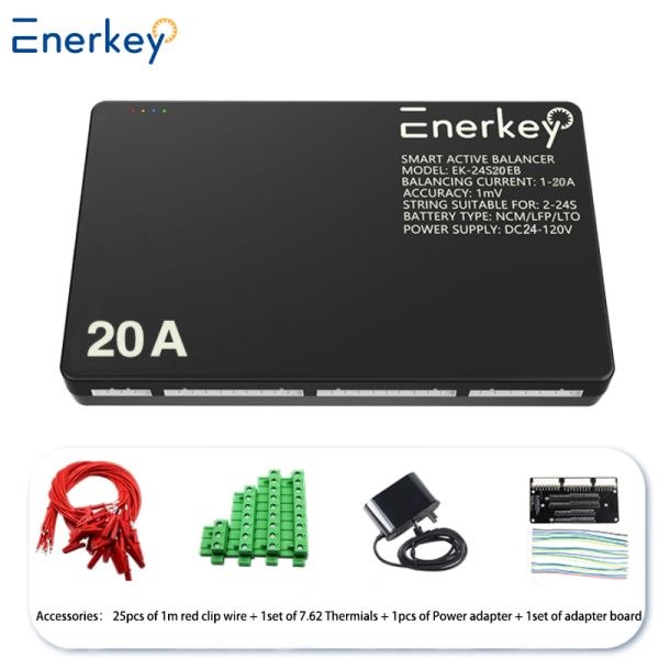 Enerkey 1A-20A Smart Active Balancer for 12V 24V 36V 48V 60V 72V 3S 4S 7S 8S 13S 16S 20S 24S LiFePo4 Li-ion