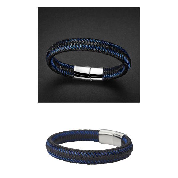 Braided Leather Bracelets For Men,Leather Bracelets Fashion Magnetic Clasp 7.5-8.5 Inch