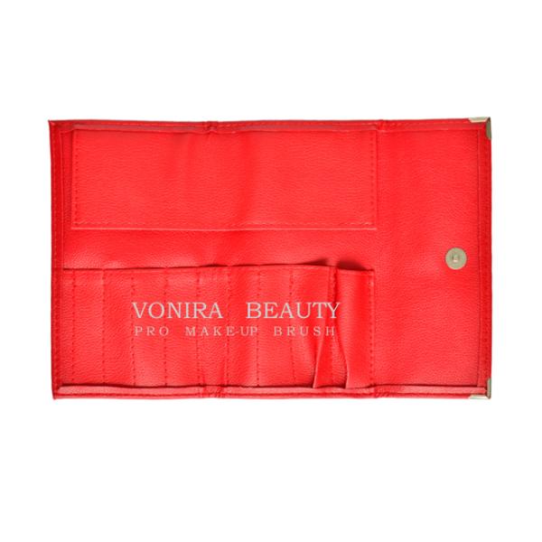 Слоты закрытия 9 красного цвета щелчковые кроют кожей мешок с инструментами косметик красоты чесального валка макияжа