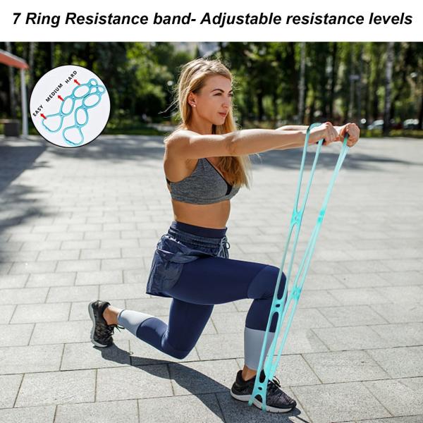 Silicone 7 Ring Stretch And Resistance Exercise Band Fitness Home Gym Physical Therapy Band