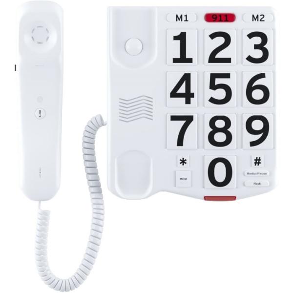 Única linha telefone fixado na parede amarrado de 15,6 quilogramas dos sêniores grandes do telefone do botão