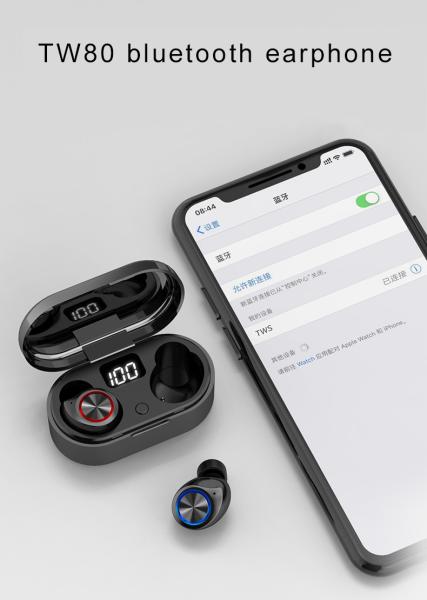 LED Display Transmission 10m TW80 Waterproof Wireless Bluetooth Earbuds