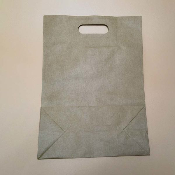 Natural Kraft Die Cut Handle Bags Full Color Printed Recyclable Sacks For Bakery Restaurant Gift Shopping
