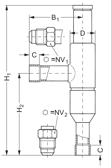 Тип регулятор давления KVL 12 KVL 15 KVL 22 KVL 28 KVL 35 Danfoss картера