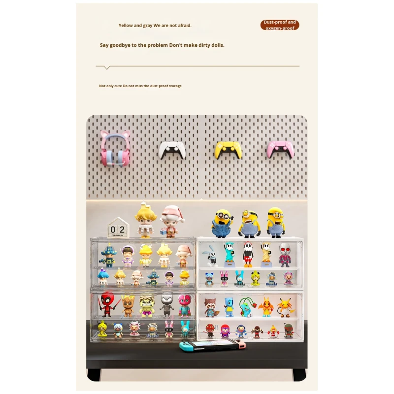Modern Clear Acrylic Like Toy Display Box Multi-Layer Organizer for Figurines Collectibles Dust-Proof
