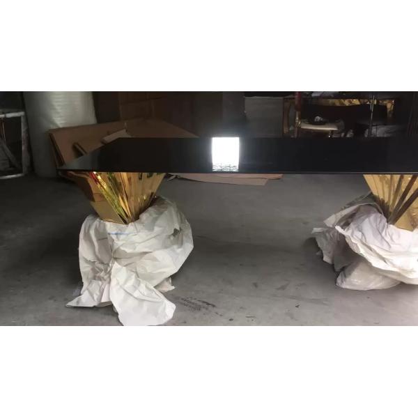 Premium Hotel Restaurant Furniture Modern Art Natural Marble Metal Base Dining Table