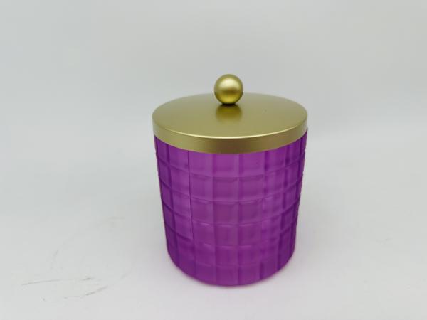 Purple glass bathroom accessories set round with big checker box soap dish soap dispenser