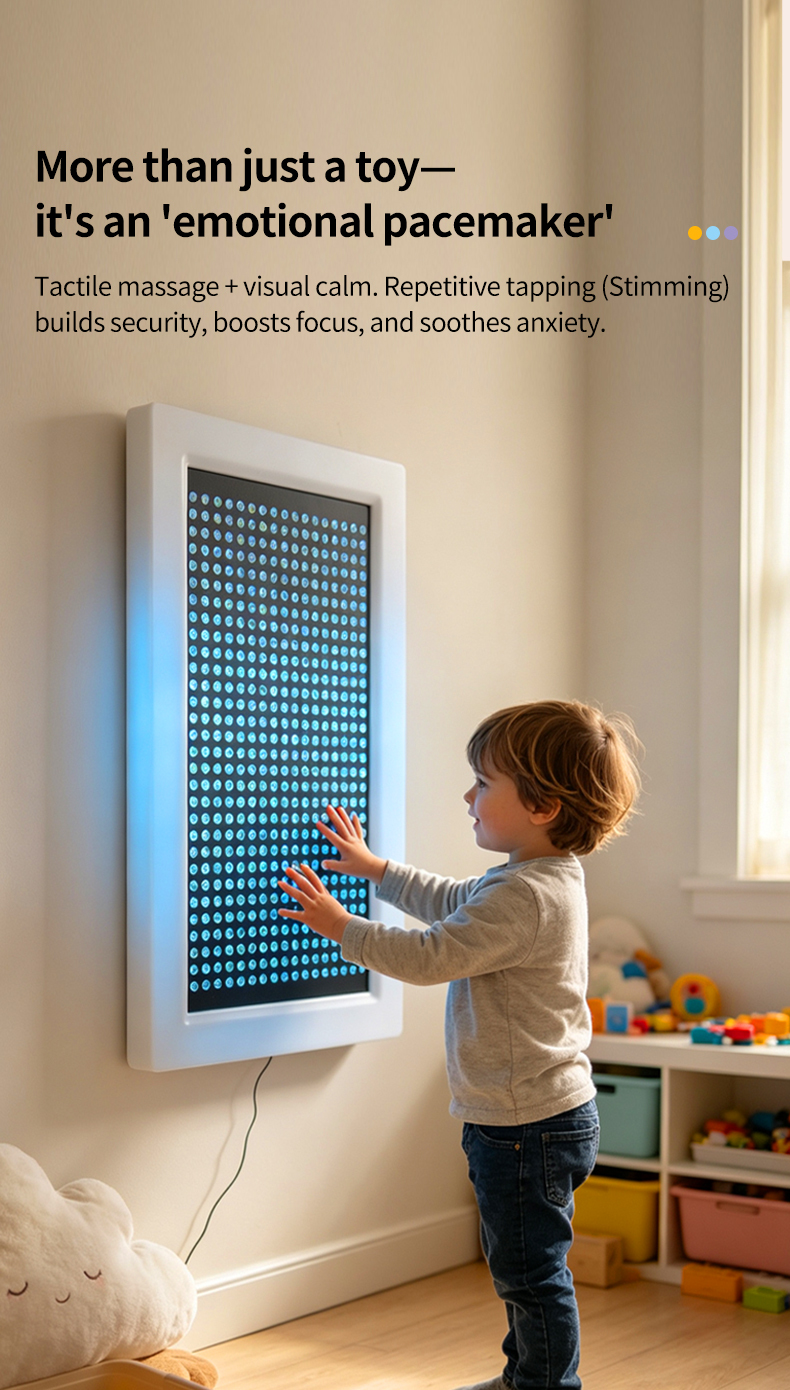 Interactive Sensory Wall LED Light Panel with RGB Color Changing and Customizable Dimensions for Kids Aged 2 to 14
