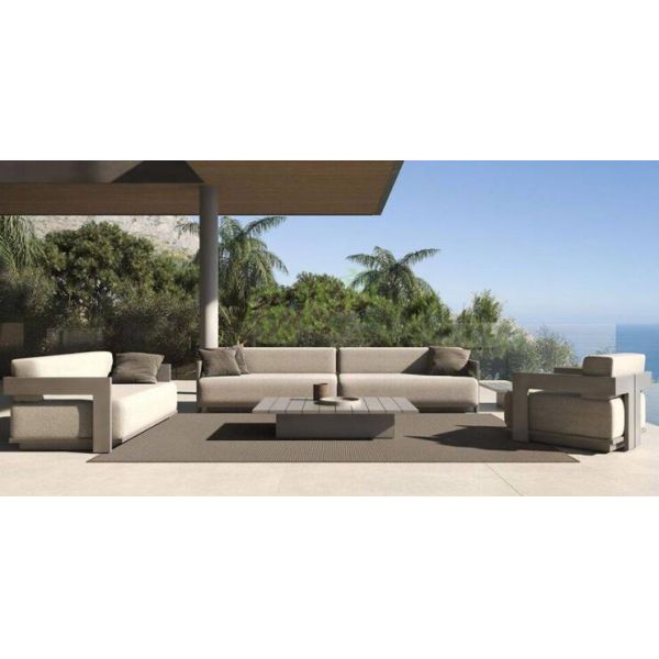 Teak wood Courtyard Hotel Park Use outdoor sofa set European Style with weather resistant outdoor furniture